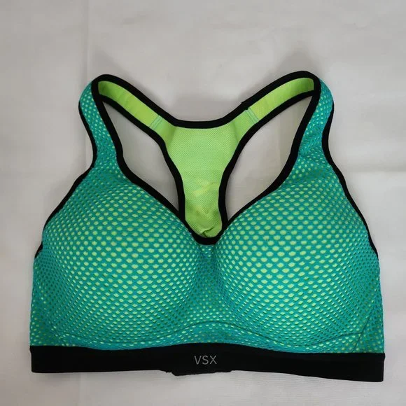 Victoria's Secret Women's Activewear Auqa Teal/Lime Green VSX Sports Bra Sz 34D - Picture 3 of 9